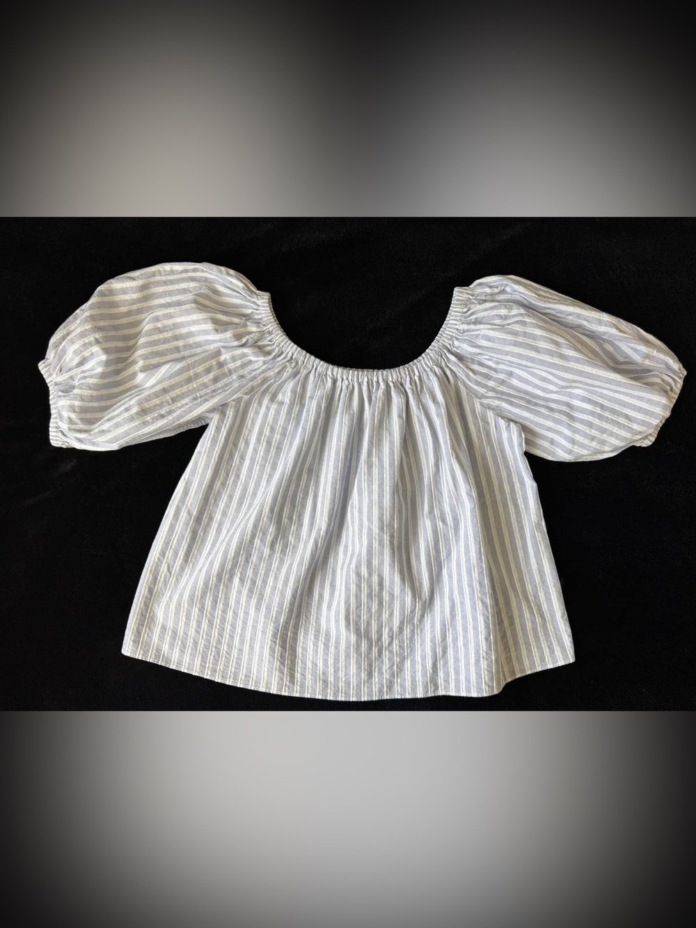 Michelle Farmer Striped Off-The-Shoulder Crop Top Women's Size Medium